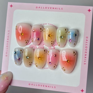 STARLIGHT BOREALIS | Press On Nails | Stiletto Almond Coffin Ballerina Oval Square
