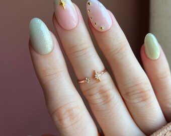 JADE VEIL | Press On Nails | Stiletto Almond Coffin Ballerina Oval Square