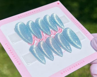 Diamant Cat Eye | Press On Naglar (Anpassningsbara)