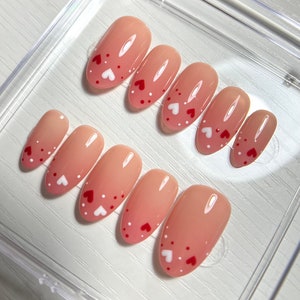 HEART SPRINKLES | Press On Nails | Glossy or Matte | Stiletto Almond Coffin Oval Square