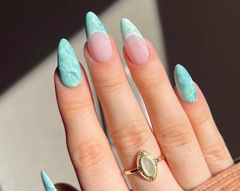 Marble Jade | Press On Nails (Customizable)