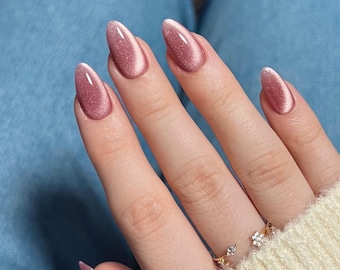 ombre brown chrome nails/hand painted Nails/ ArgyleFake Nails/ Handmade Press on Nails/Faux Acrylic Nails