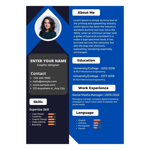 New Resume Templates 2022. Canva Resume Templates. Edit Resume Etsy