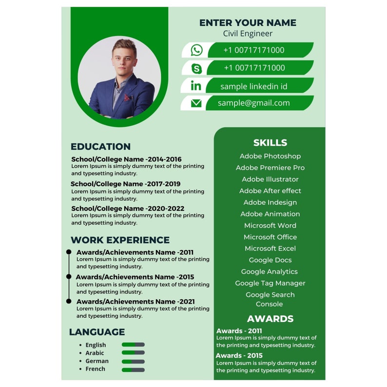 Modern Resume Professional Resume Template 2023. Canva Resume Etsy