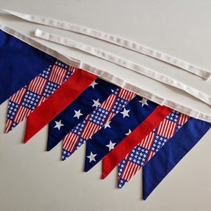 July 4th Bunting, Independence Day Bunting, USA Flag Bunting, American Flag Bunting, Stars & Stripes Bunting, Handmade Double Sided Bunting