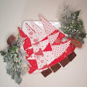 Christmas Tree Fabric Napkins In Scandi Red Designs, Folded Napkins, Christmas Table Decor, Festive Napkins, Cloth Napkins