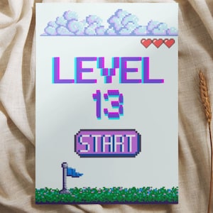Videospiel Geburtstagskarte, Videospiel Geburtstag, digitaler Download, Geburtstagskarte 13, lustige Geburtstagskarten, Geburtstagskarte 25, 16