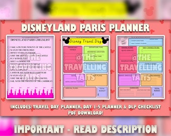 Planificador de viajes y días de Disneyland París con lista de verificación DLP adicional.