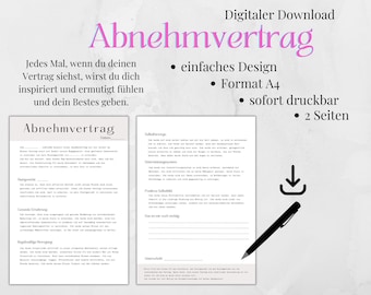 Weight loss contract healthy weight loss motivation German tracker diet weight loss planner A4 PDF nutrition fitness self-care goals diary journal