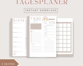 Daily Planner German Beige | Weekly Planner, Monthly Planner, Printable Planner, Calendar, Planner Set, Planner Inserts, Instant Download | A4