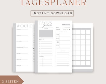Daily Planner German Gray | Weekly Planner, Monthly Planner, Printable Planner, Planner Set, Planner Inserts, Instant Download | A4 & A5