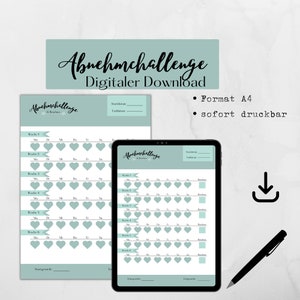 6 Wochen Abnehmchallenge, gesund Abnehmen, Motivationskalender, Abnehmkalender, Abnehmübersicht, Übersichtskalender zum Abnehmen deutsch