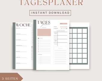 Daily Planner German Beige Pink | Weekly Planner, Monthly Planner, Printable Planner, Planner Set, Planner Inserts, Instant Download | A4