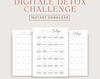 30 Tage Digital Detox Challenge | Druckbare digitale Away Challenge Seite | Quit Social Media Printable | 30 Tage Digital Detox Tracker