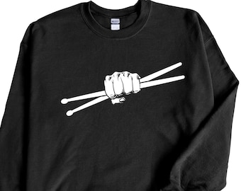 Drummer Sticks Hand Sweatshirt, Drummer Gift, Drum Sticks Flag Hoodie & Sweatshirt, Gift For Drummer, Rock Music Drum Sweater, Drummer Drum