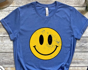 Funny Smile Face T-Shirt, Vintage Smile Face Shirt, Retro CuteSmile Shirt, Women's T-Shirt, Happy Face Tee, Smile Face, Shirts for Women