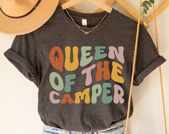 Queen Of The Camper T-Shirt, RV Shirt, Camping Gift, Camping Shirt, Camper Tee, Travel Road Trip RV T-Shirt, RV Camping Glamping Shirt
