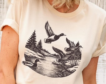 Retro Mallard Ducks Fall T-Shirt, 90s Waterfowl Duck Outfit Tee, Vintage Duck Shirt, Animal Lover Gift, Vintage Fall Tshirt, Cute Fall Tee