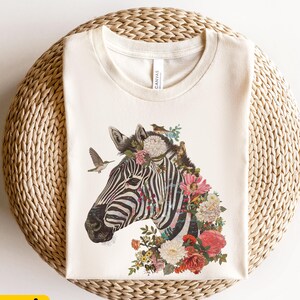 Zebra Horse Boho Vintage Flowers T-Shirt, Zebra Head Face Tee, Vintage Retro Shirt, Animals T-Shirt, Safari Tee, Watercolor Shirt