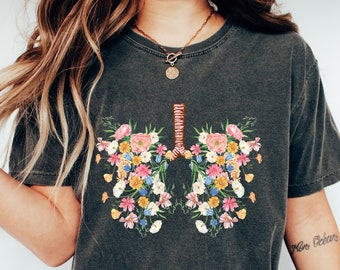 Lungs Flowers T-Shirt,  Respiratory Therapy Shirt, Cute Lung Shirt, RT Shirt, Pulmonologist Shirt, RT Gifts, Lung Shirt, RT Shirts