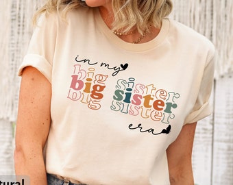 In My Big Sis Era Girls T-Shirt, Youth Groovy Pregnancy Announcement T-Shirt, Girls Sibling Outfit Promoted to Big Sister Announcement Shirt