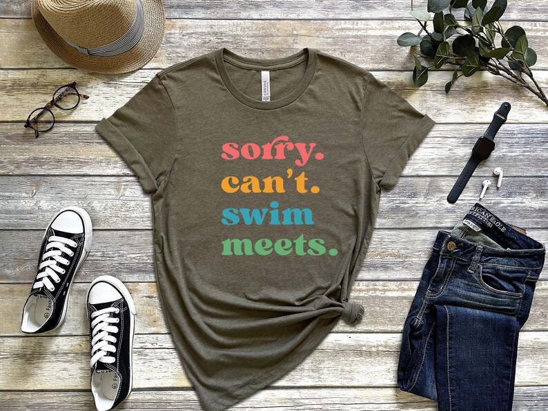 Sorry Can't Swim Meets T-Shirt, Mom Swimming Tee, Swimmer Gift, Swimming Outfit T-Shirt, Swimmer Shirt, Swim Mom Tee, Mom of Swimmer Gift, bild 3