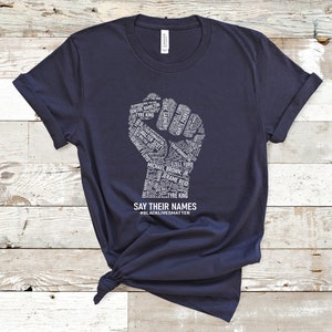 Camiseta de Black Lives Matter Say Their Names, camiseta BLM, camiseta Say Their Names, camiseta de tiendas propiedad de negros, camiseta de historia negra imagen 7