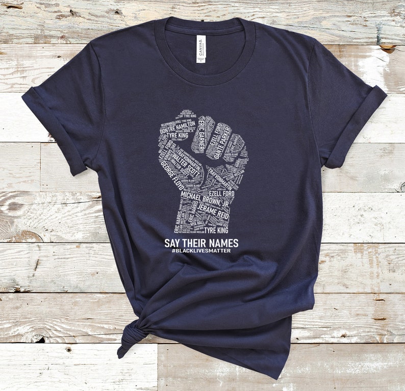 Camiseta de Black Lives Matter Say Their Names, camiseta BLM, camiseta Say Their Names, camiseta de tiendas propiedad de negros, camiseta de historia negra imagen 7