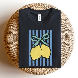 Coquette Summer Lemons Shirt, Coquette Bow Summer Lemon Shirt, Retro Fancy Lemon T-Shirt, Vibes Crewneck, Trendy Bow Summer Tee image 2