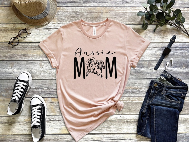 Aussie Mom T-Shirt, Australian Shepherd Tee, Working Dog T-Shirt, Dog Mama Gifts, Lover Gifts, Dog Tee, Pet Lover Shirt, Dog Mama T-Shirt image 1