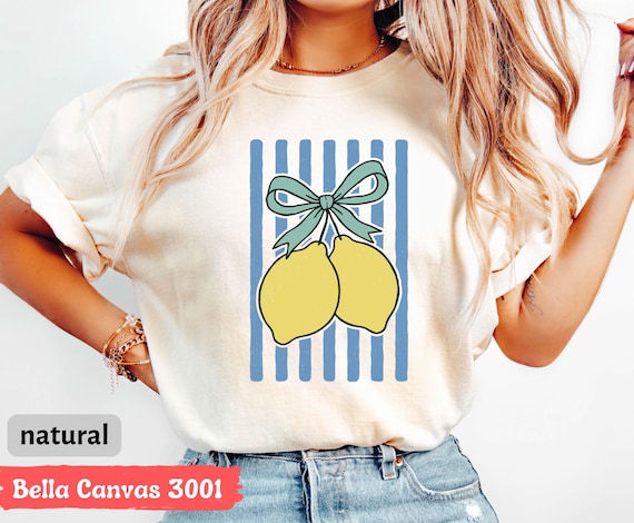 Coquette Summer Lemons Shirt, Coquette Bow Summer Lemon Shirt, Retro Fancy Lemon T-Shirt,  Vibes Crewneck, Trendy Bow Summer Tee