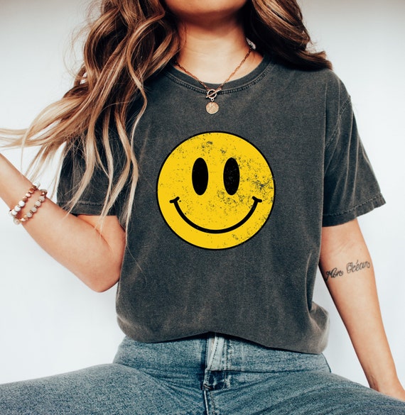 smiley face t shirt women's