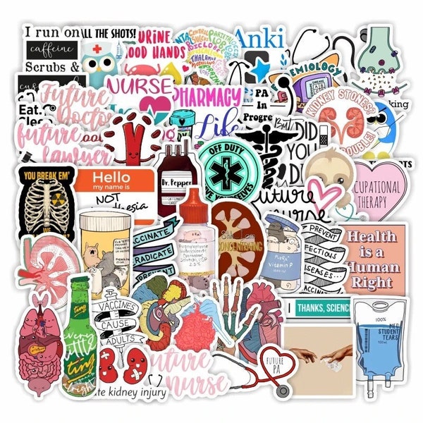 50 Piece International Nurses & Doctors Day Die Cut Vinyl Stickers