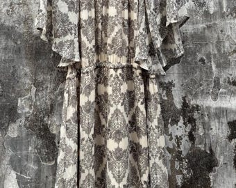 Sukienka JAYRO Tokyo Damask Floral z lat 90., mini sukienka z szyfonu w stylu vintage z japońskimi falbaniastymi rękawami, sukienka Cottagecore Fairycore Romantic Muse, rozmiar M