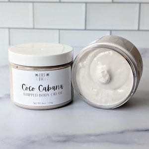 Coco Cabana Whipped Body Butter Cream, Shea Body Butter Lotion, Vegan Body Frosting, Clean Skincare, Coconut Musk Sandalwood Body Butter