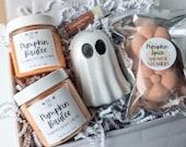 Boo Box Gift Set, Halloween Gift Box, Spooky Spa Gift Box, Ghost Bath Bomb, Pumpkin Body Butter & Sugar Scrub, Pumpkin Spice Shower Steamers
