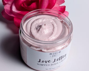 Crema corporal batida Love Letter, cuidado de la piel limpio, manteca corporal cítrica floral con almizcle