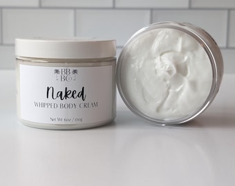 Crema corporal batida sin perfume Naked, loción corporal vegana de manteca de karité