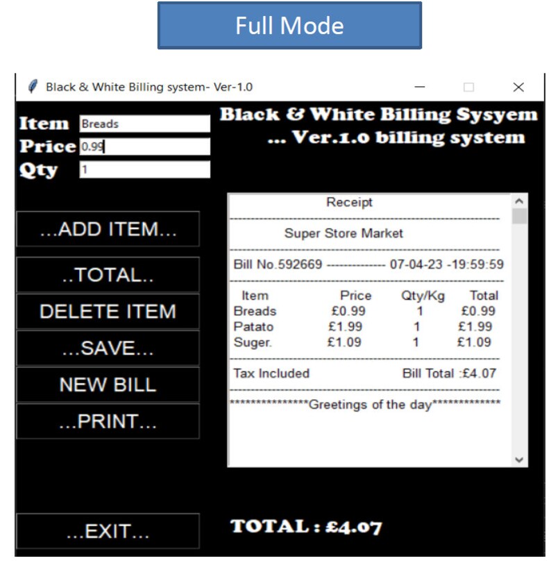 Python Based B&W Billing System retail Restaurant and - Etsy
