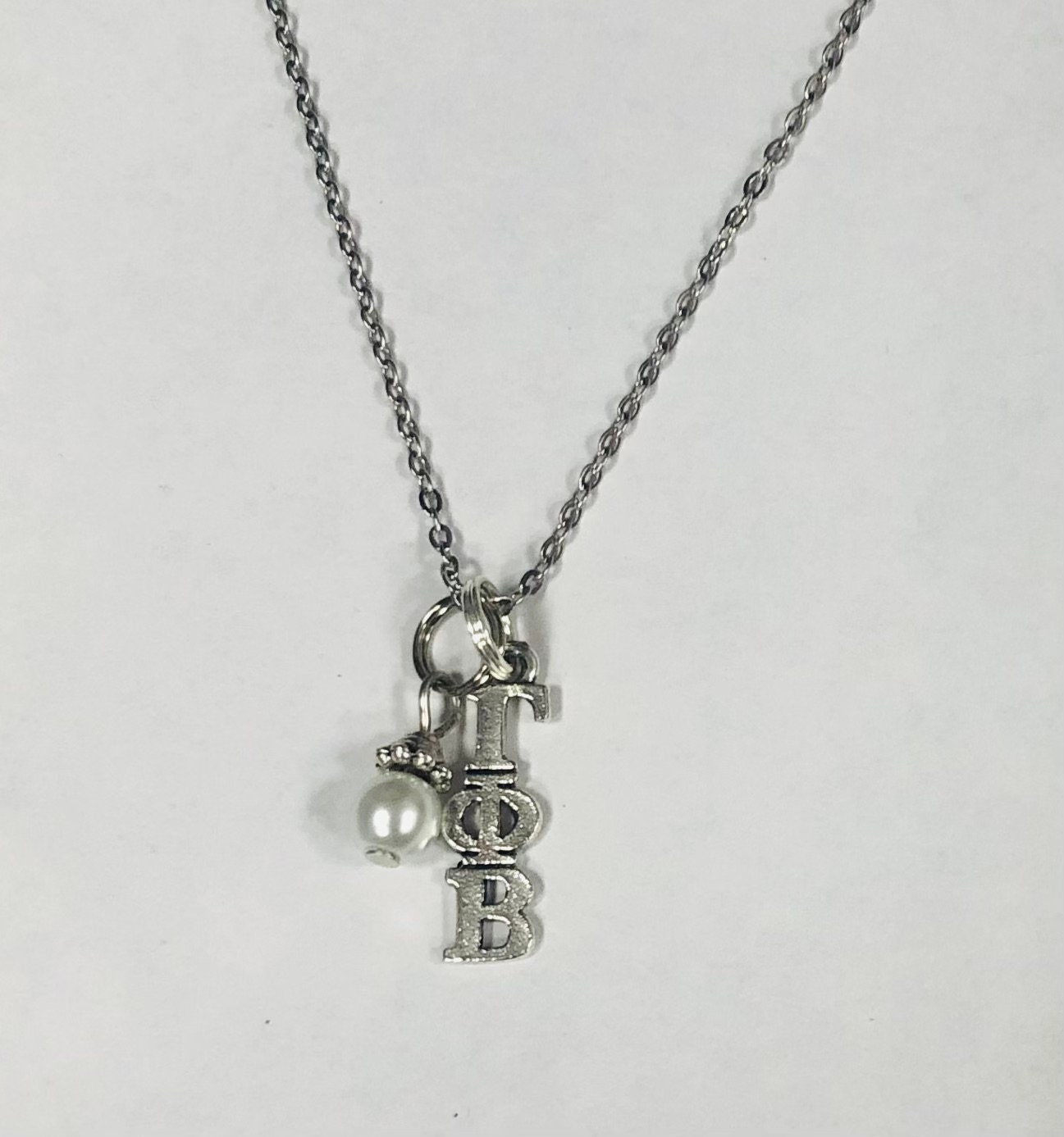 Gamma Phi Beta Sterling Silver Lavaliere Pendant With 20" Chain | Sorority Jewelry Gift, Rhodium Plated