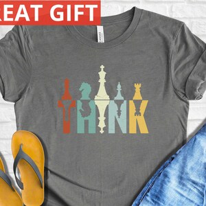 Vintage Think Chess Shirt, Think Chess T-Shirt, Chess Lover Gift, Matching Chess Player Gift