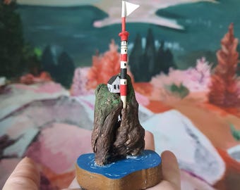 Faro originale fatto a mano sulla roccia /13 / Arredamento per la casa / Arredamento in legno galleggiante