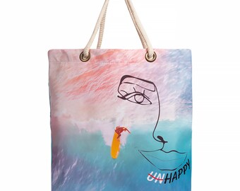 Beach Shoulder Bag for Women, Design Tote Bag, Large and Lightweight Summer Pool Bag with Rope Handle and Inner Pocket, Special Design