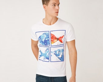Anemoss Aquarium Crew Neck Mens T Shirt
