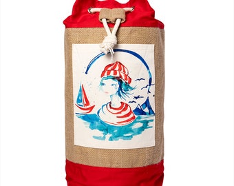 Shoulder Beach Bag, Jute Fabric Bag, Large Beach Bag, Design Beach Bag, Lightweight Summer Pool Bag, Special Design Bag