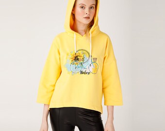 Sudadera con capucha para mujer amarilla, cada sudadera, sudadera con capucha de moda, camisa estética, sudadera de moda, manga larga