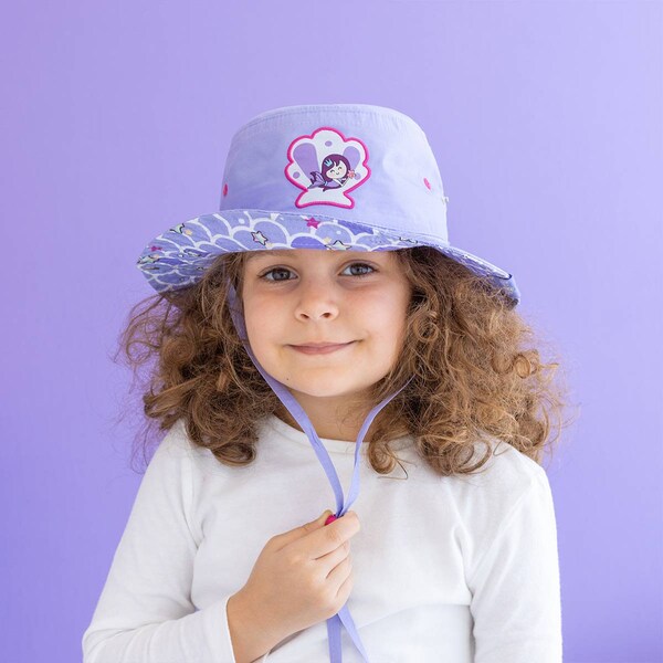 Milk&Moo Kids Sun Hat | Foldable Wide Brim | High Sun ProtectionQuick Drying | Kids Bucket Hat | For Safari, Fishing, Beach, Play | Lila