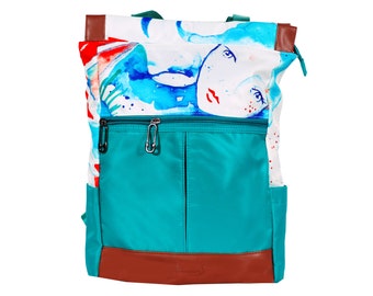 Laptop Rucksack, Blauer Rucksack, Reiserucksack, Laptoptasche, Lässiger Rucksack, Boho Rucksack, Schultasche, Geschenk für sie, Geschenk für ihn