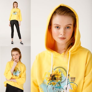 Biggdesign Natur Frauen Hoodie Sweatshirt Gelb Bild 6