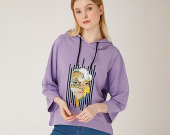 Sudadera con capucha para mujer, sudadera de playa, sudadera con capucha de moda, sudadera de moda, manga larga, camisa estética